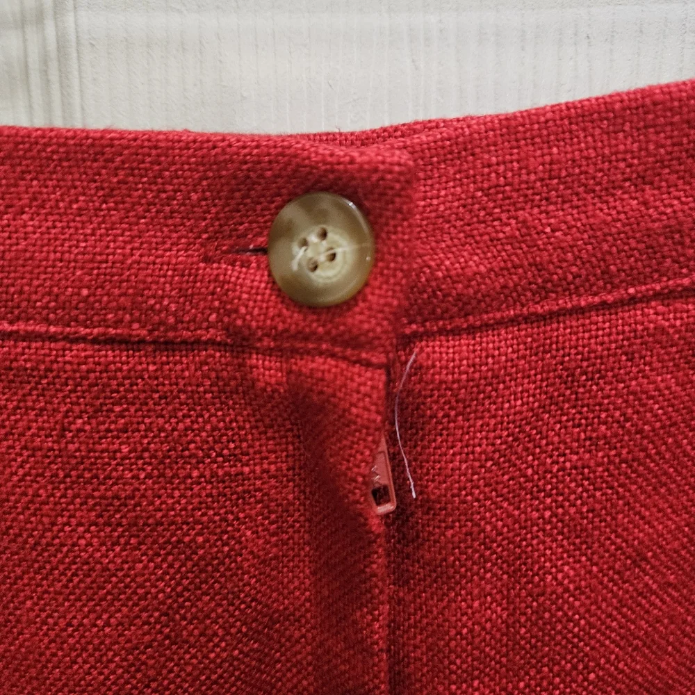 Michele Tomato Red Linen Vintage Classic Skirt Sz 16